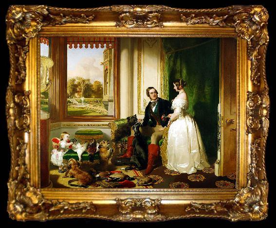 framed  Sir edwin henry landseer,R.A. Windsor Castle in Modern Times, 1840-43 This painting shows Queen Victoria and Prince Albert at home at Windsor Castle in Berkshire, England., ta009-2
